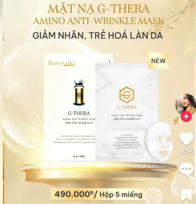 Mặt nạ do ca sĩ quảng cáo bị thu hồi. Ảnh chụp màn hình