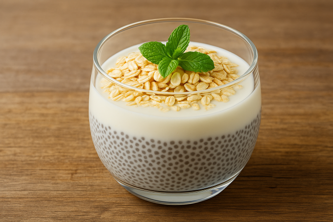 Sữa chua kết hợp yến mạch và hạt chia, bổ sung lợi khuẩn và chất xơ, giúp đại tràng khỏe mạnh. Ảnh: Phượng Thy