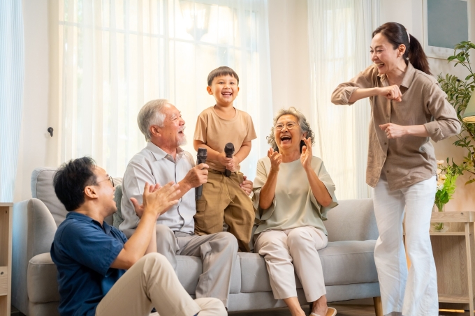 Phút giây hạnh phúc khi gia đình cùng khỏe mạnh.